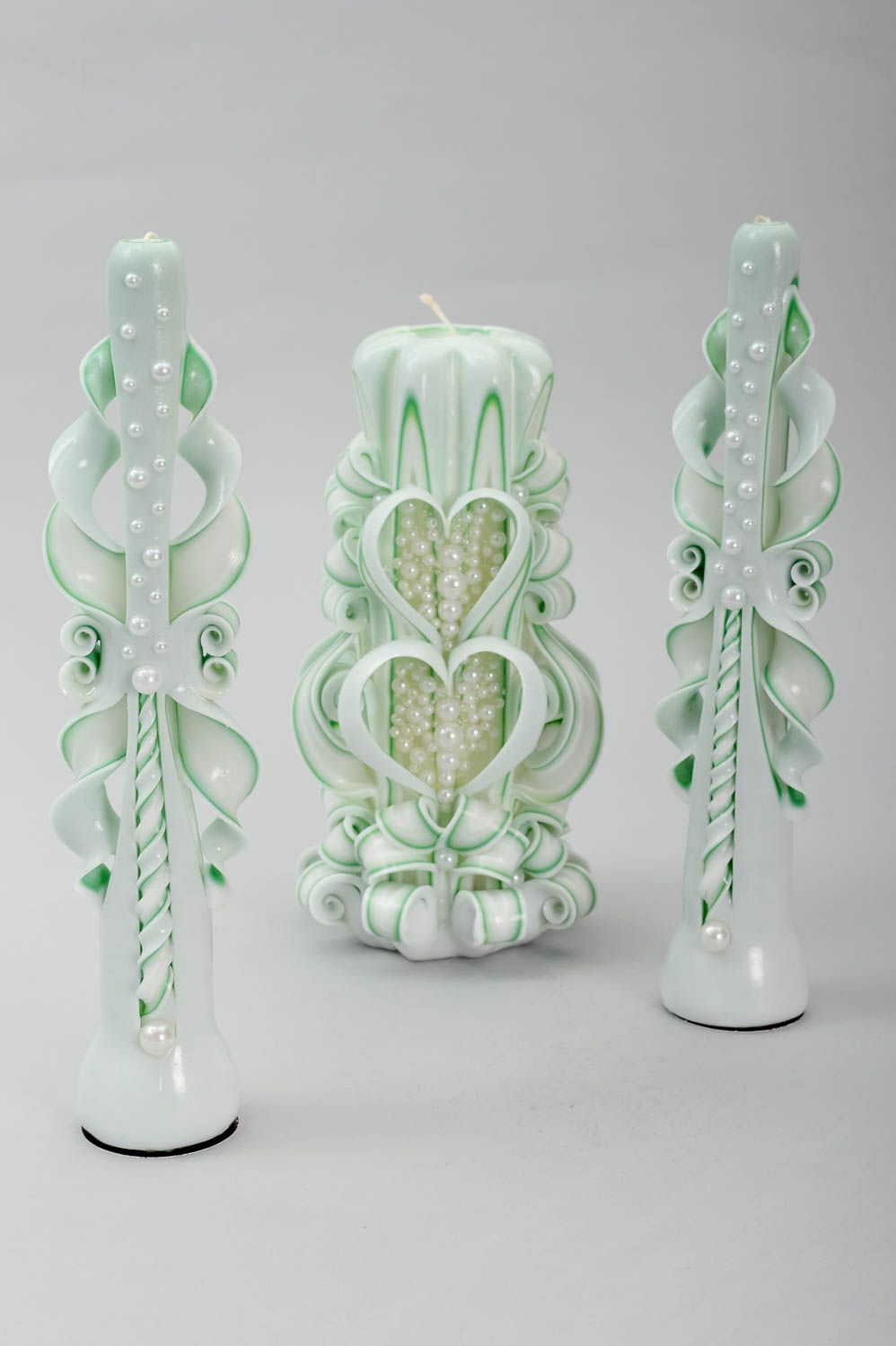 Резные свечи ручной работы венчальные свечи аксессуары для свадьбы море фото 5