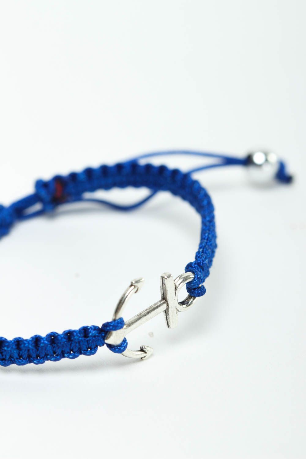 Bracelet en fils Bijou fait main bleu design fin original Accessoire femme photo 3