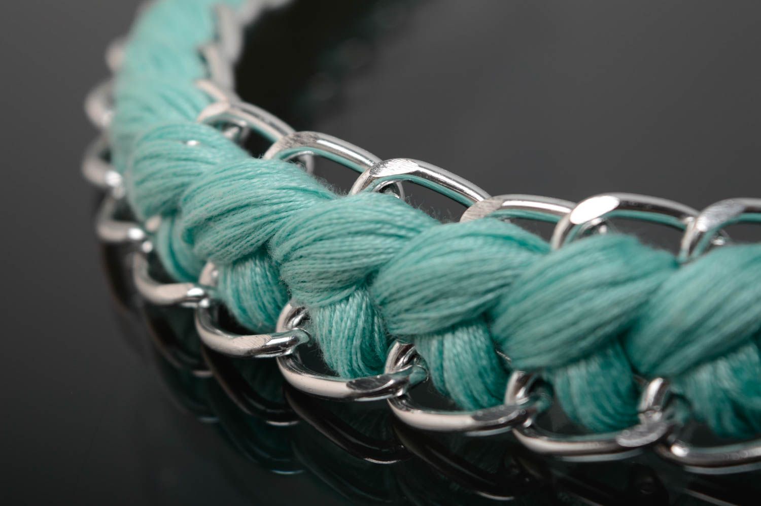 Mint embroidery floss necklace photo 4
