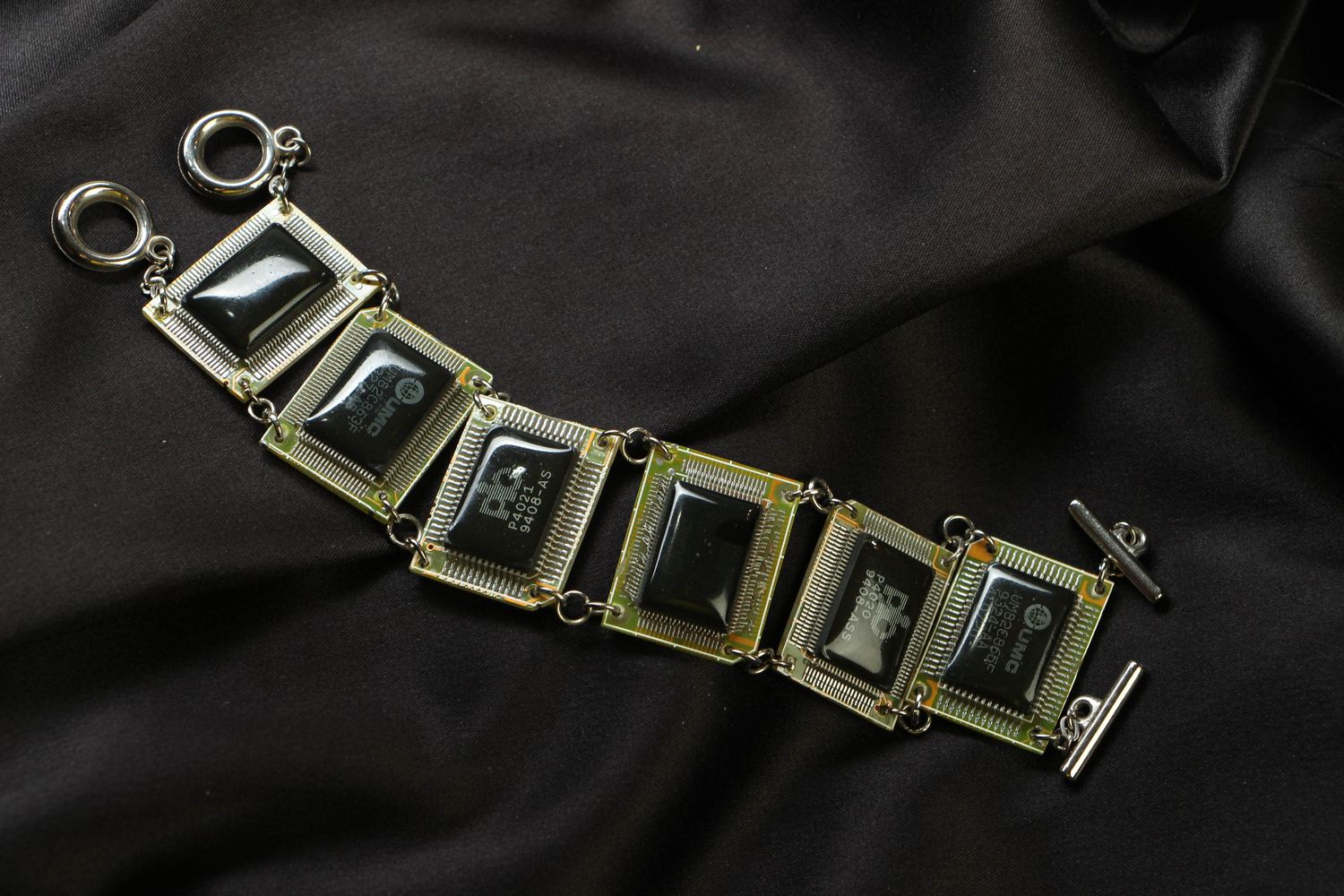 Wrist bracelet with microcircuits in cyberpunk style photo 1