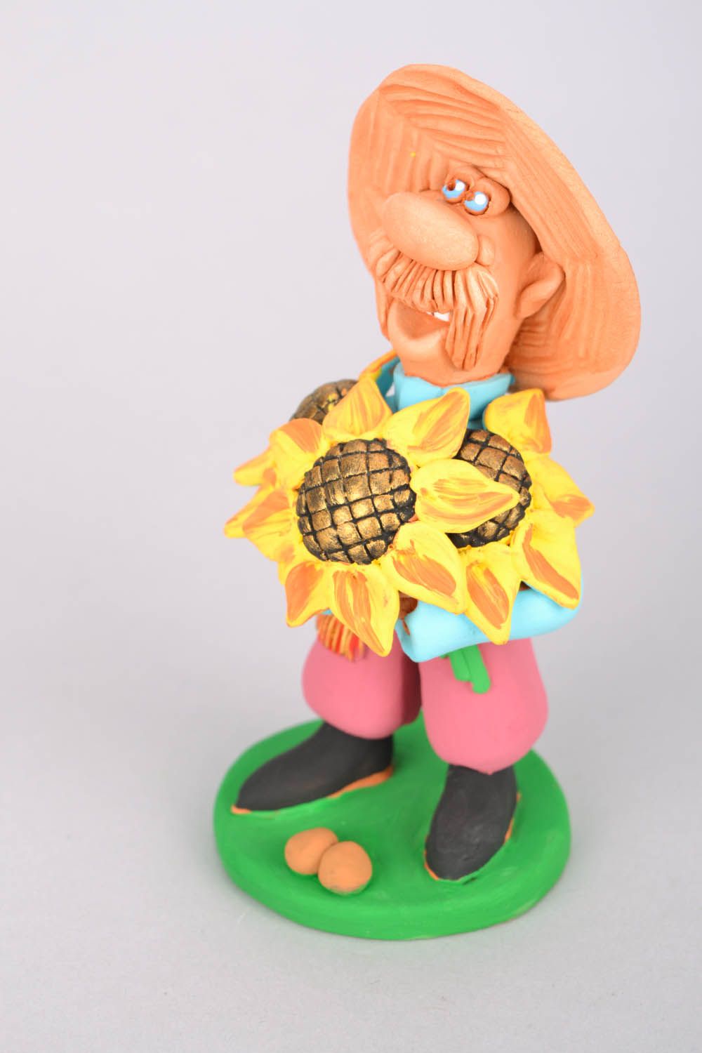 Keramische Statuette Kosak mit Sonnenblumen foto 3