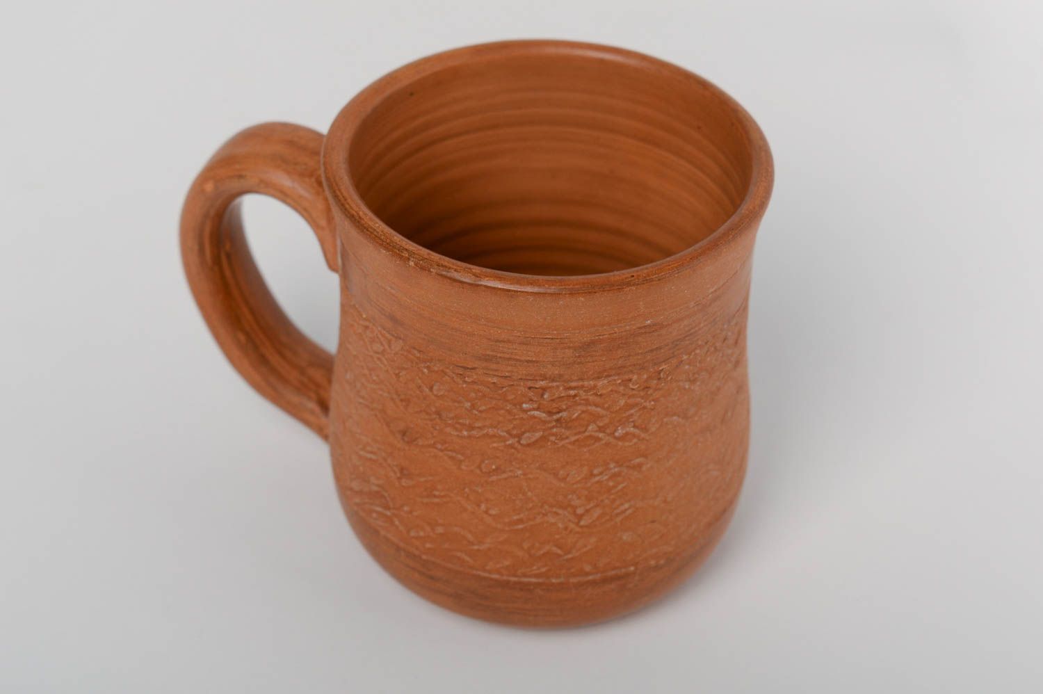 8 oz clay terracotta Mexican cup with handle and rustic pattern photo 2