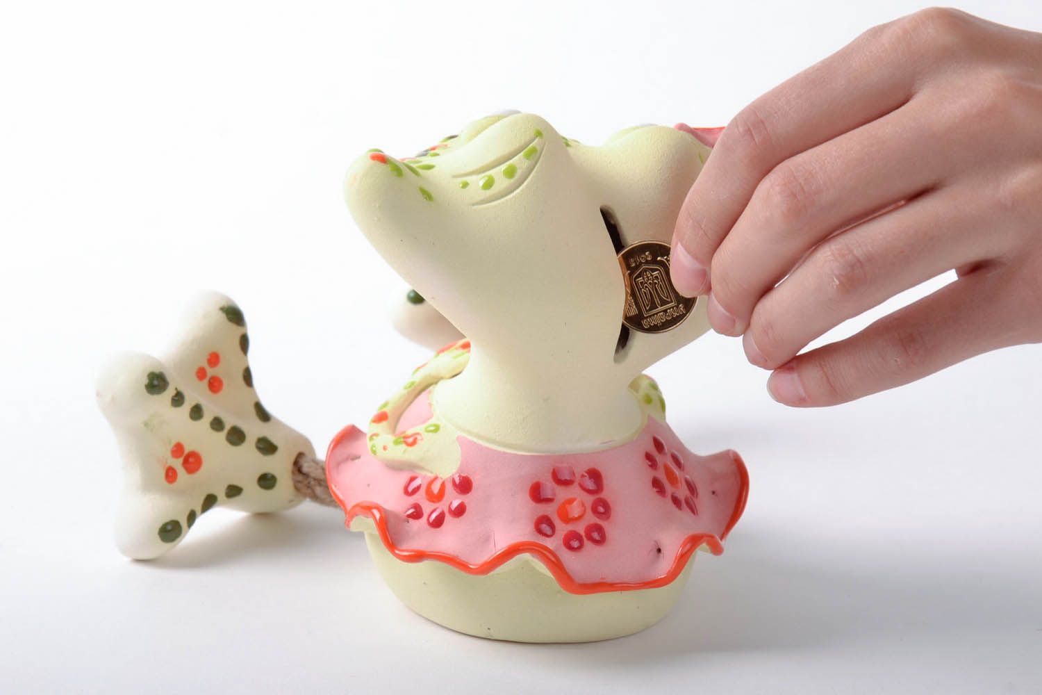 Handmade clay money box in the shape of a frog photo 4