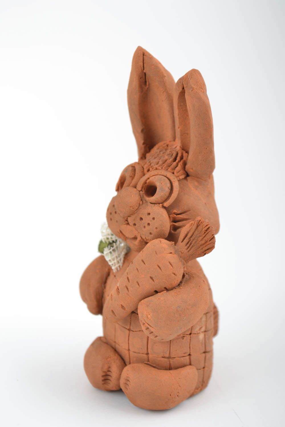 Figura decorativa hecha a mano animal de barro conejo souvenir original foto 5