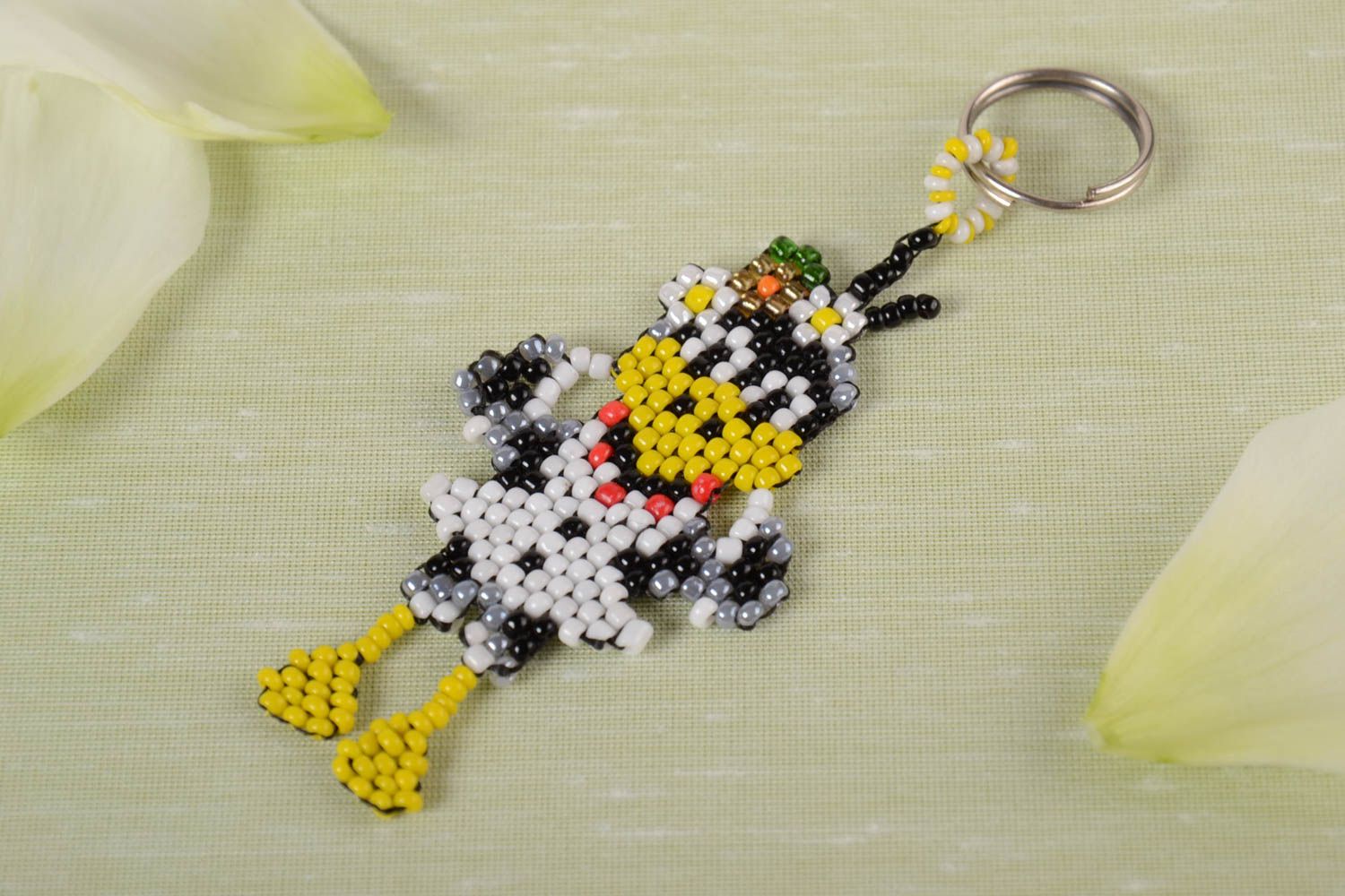 Handmade unusual keychain beaded designer souvenir stylish accessory for keys photo 1