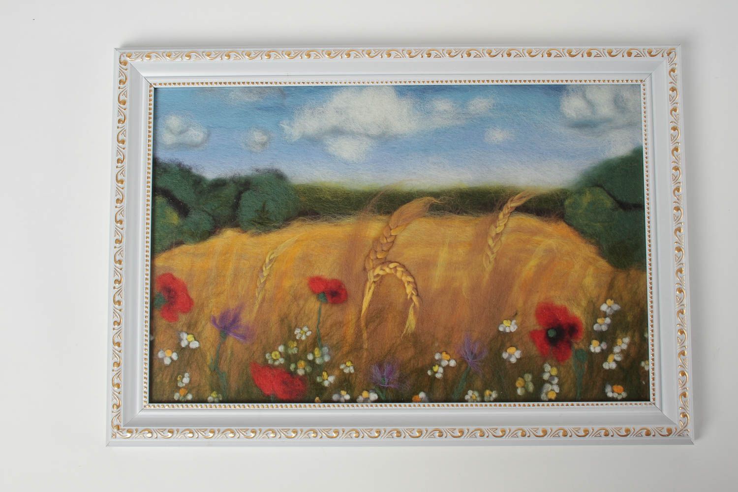 Tableau paysage fait main Décoration murale en laine feutrée Cadeau original photo 3