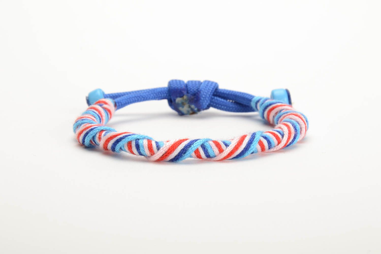 Colorful handmade bracelet made of paracord and floss thread beautiful designer accessory photo 3