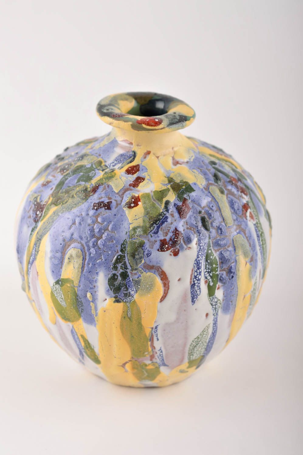Ваза для декора ручной работы красивая ваза глиняная интересная декор для дома фото 2