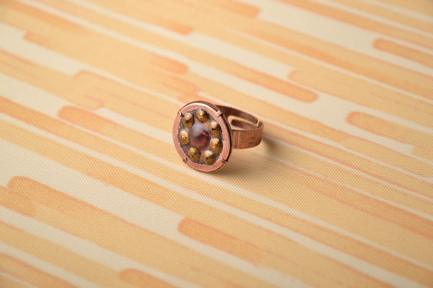 Kupfer Ring handmade mit Emaille foto 1