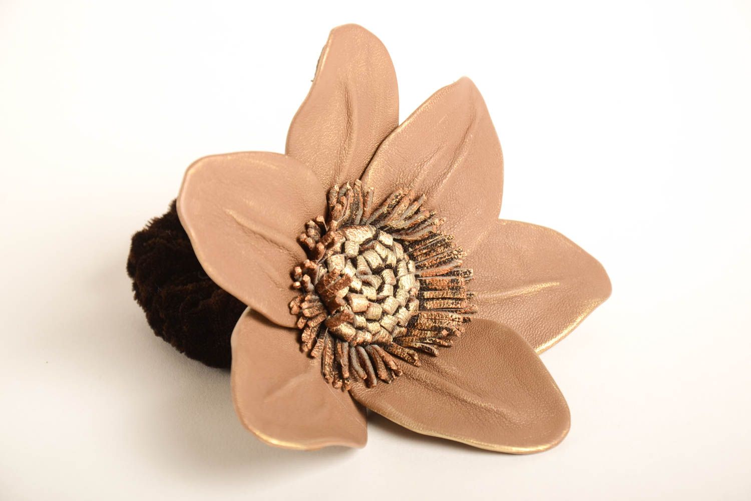 Handmade scrunchy designer accessory for girls unusual gift leather scrunchy photo 3
