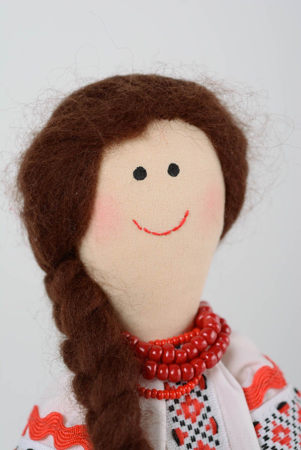 Handmade cotton fabric soft doll girl in Ukrainian traditional costume photo 2