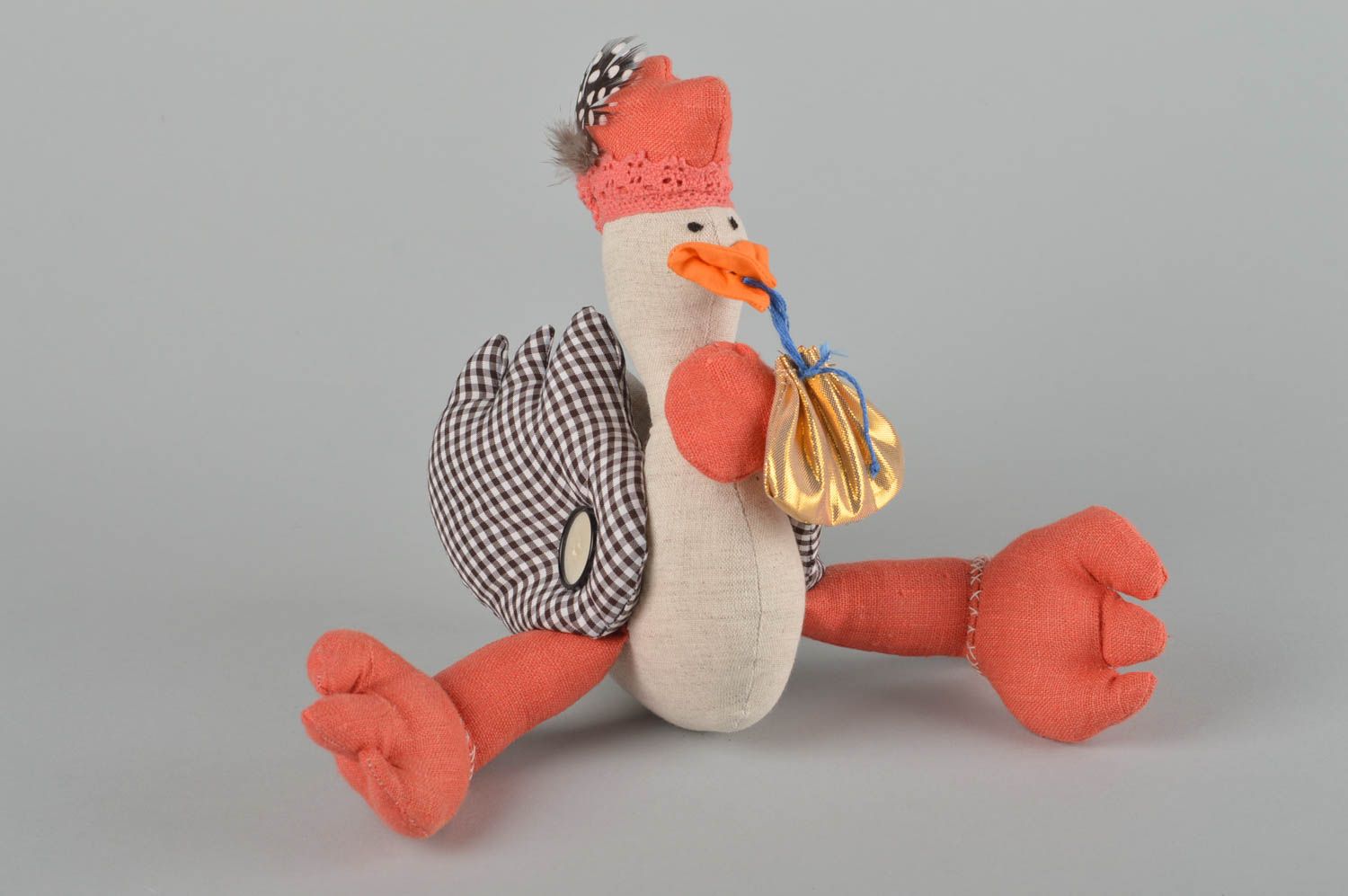 Juguete artesanal decorativo muñeco de peluche regalo original Gallo para casa foto 2