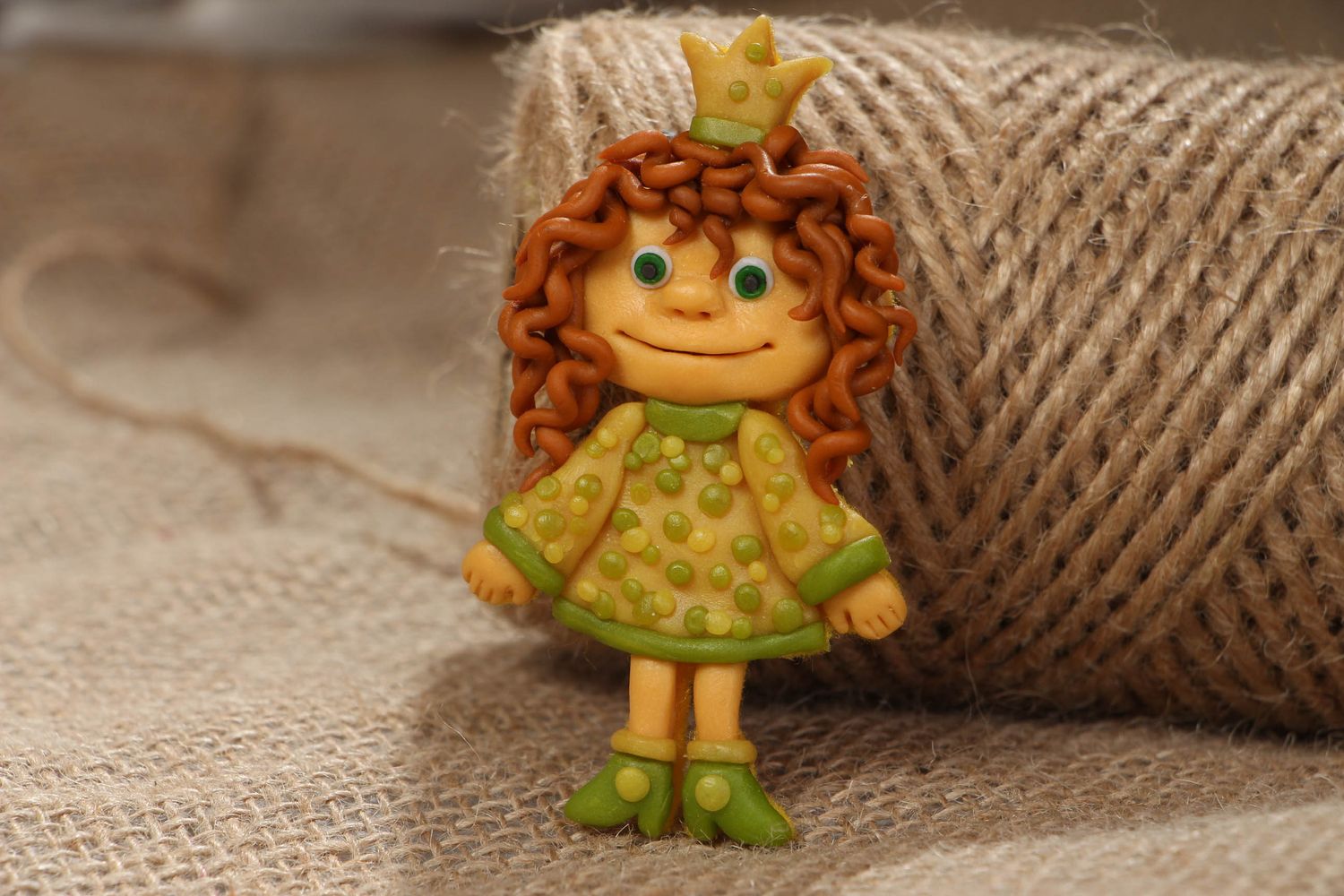 Polymer clay brooch in the shape of princess photo 5