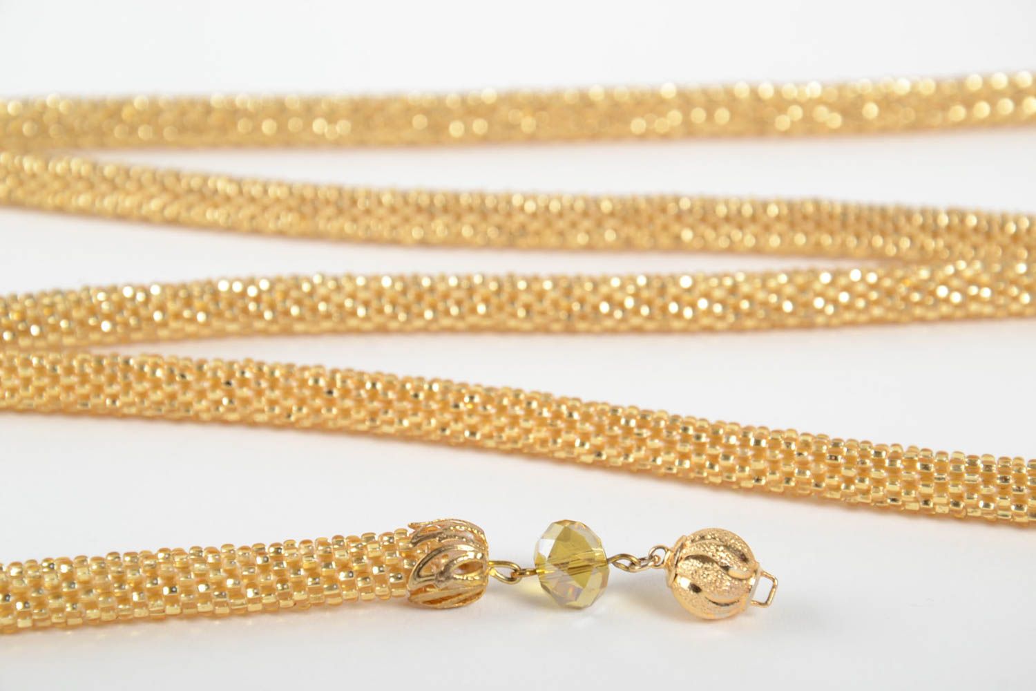 Sautoir en perles de rocaille Bijou fait main couleur d'or Cadeau pour femme photo 5