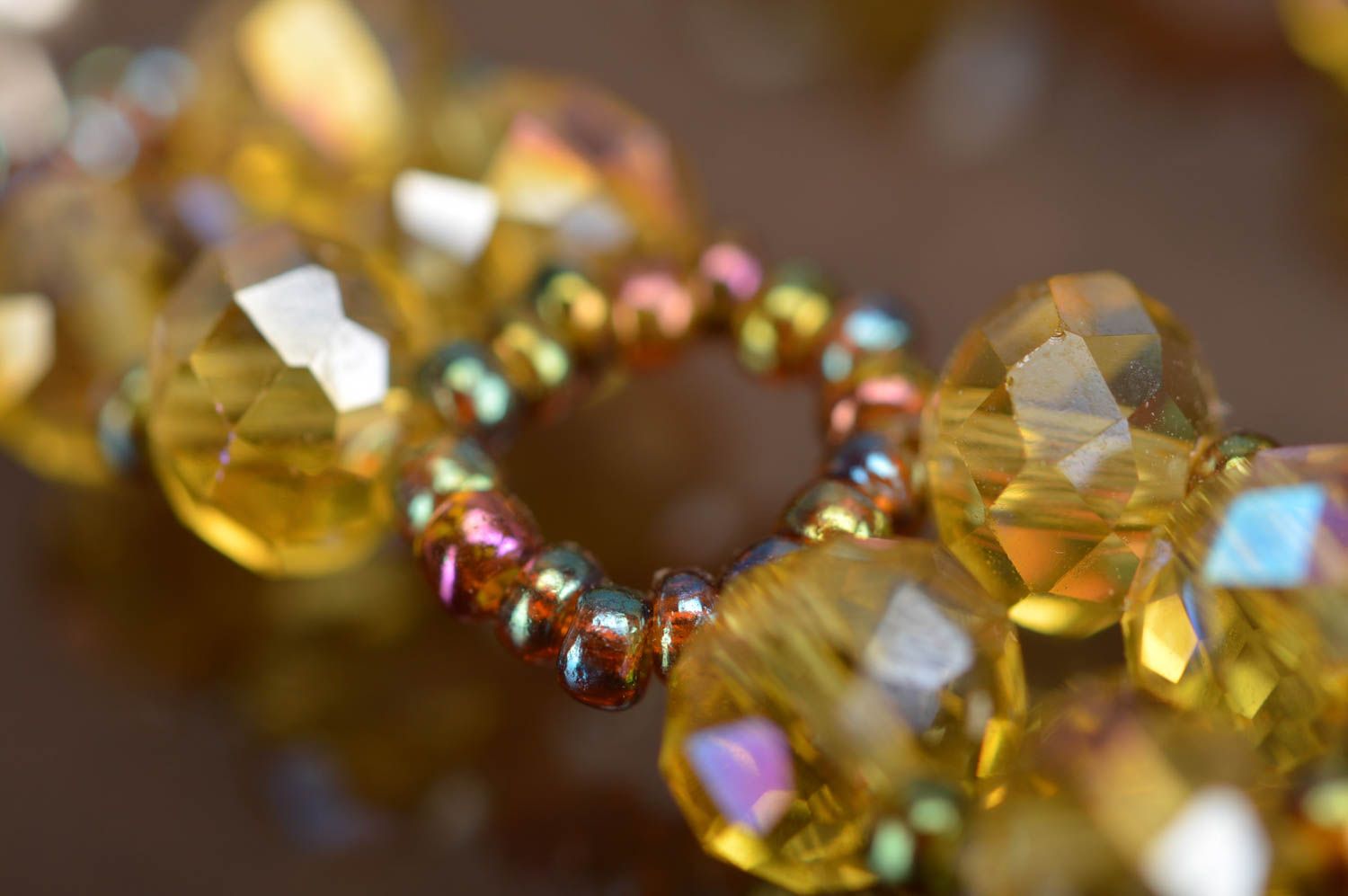 Handmade stylish yellow earrings charms made of Czech crystal and beads photo 4