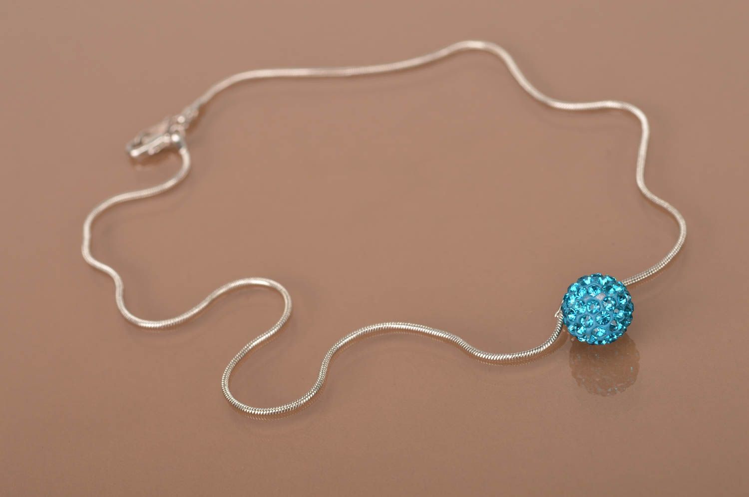 Beautiful handmade ball pendant on metal chain metal necklace jewelry designer photo 3
