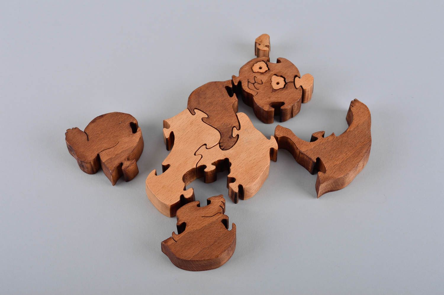 Puzzle ours fait main Puzzle bois design de créateur Jouet éveil hêtre photo 5