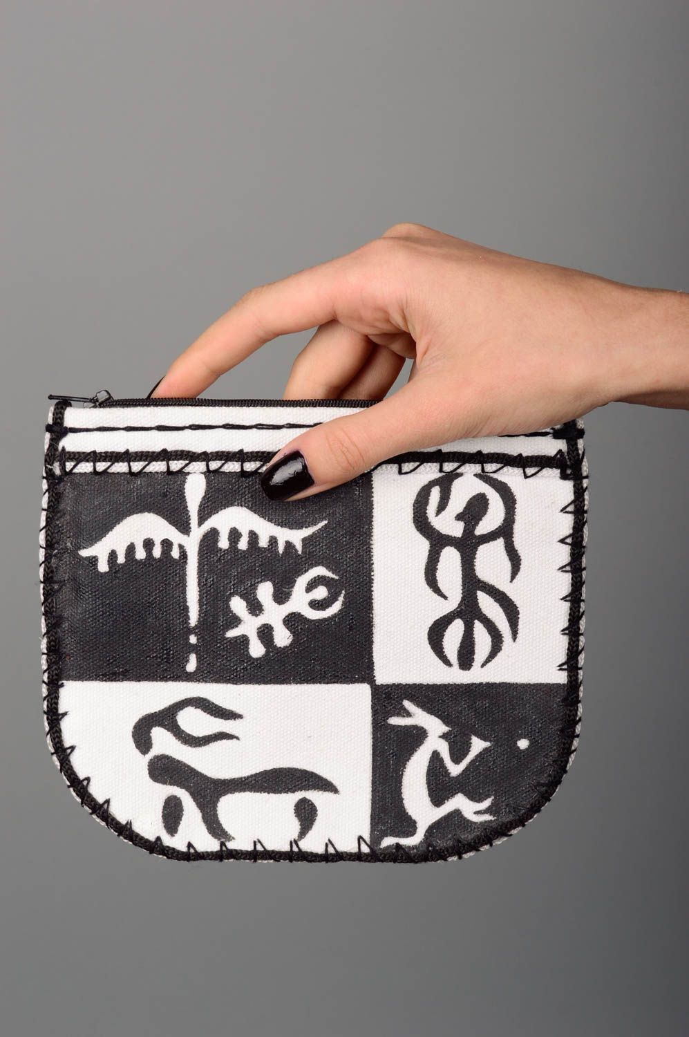 Текстильный кошелек из брезента ручной работы с двумя карманами Наскальный фото 2