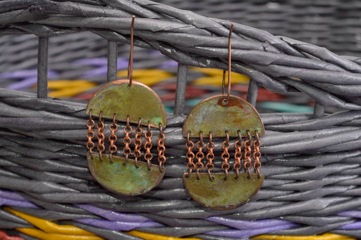 Pendientes artesanales bisutería fina de cobre regalo original para mujeres foto 1