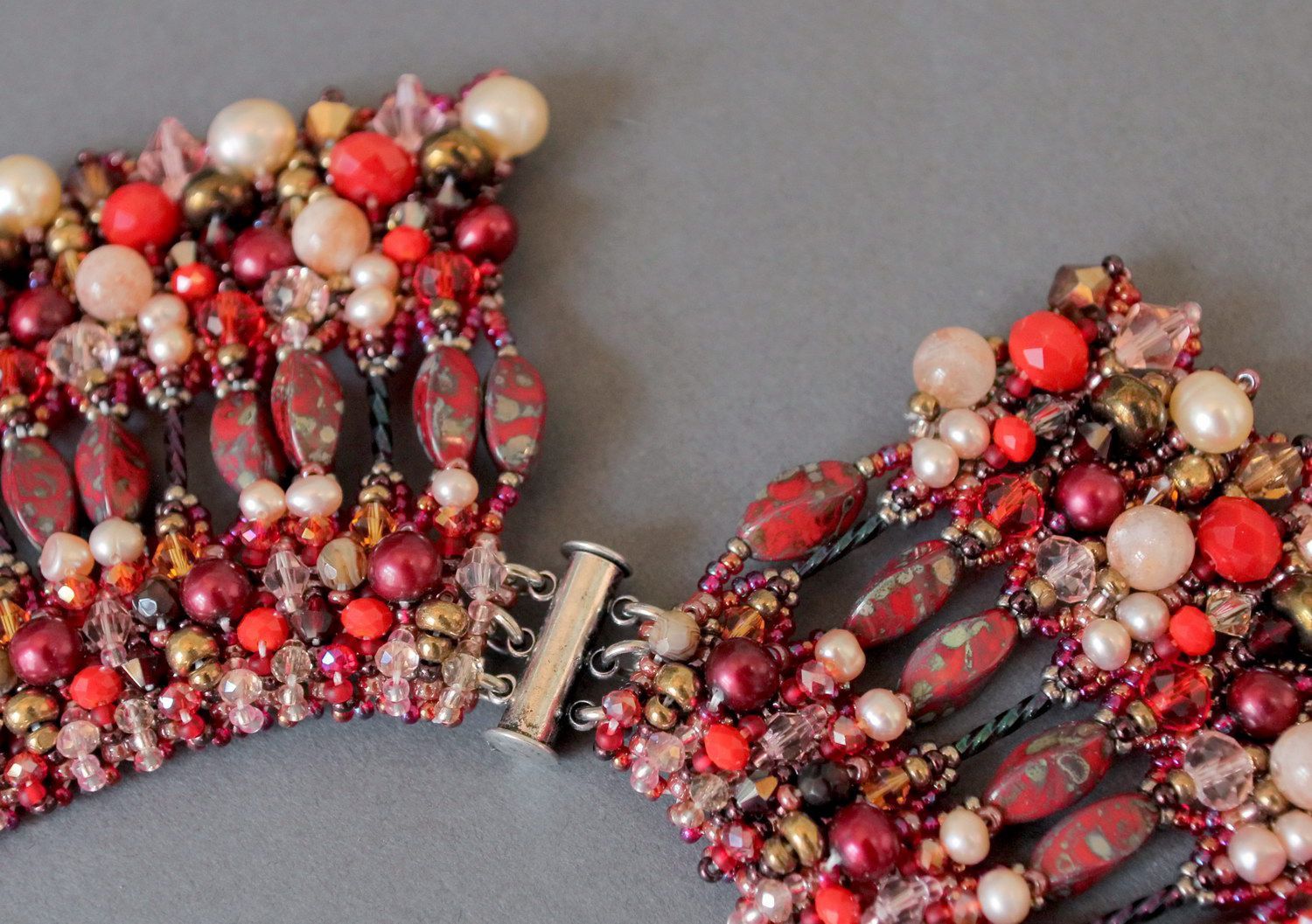 Collar de abalorios, cristales Swarovski, perlas “Nefertiti” foto 2