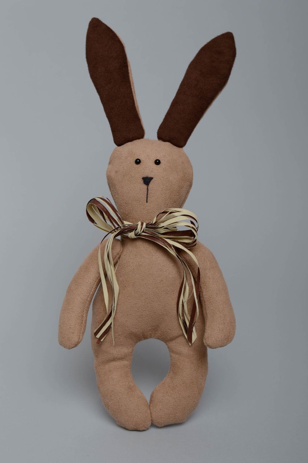 Handmade suede toy rabbit photo 1