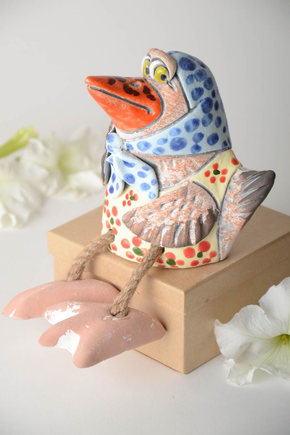 Tirelire oiseau faite main Figurine animal corneille en foulard Cadeau original photo 1