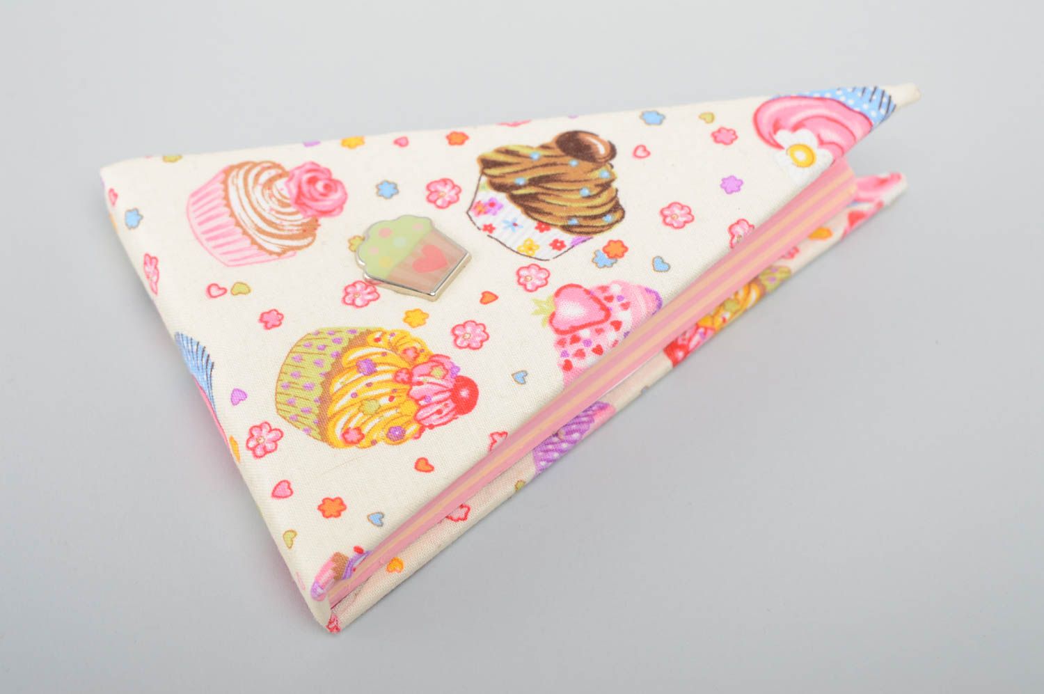 Triangular fabric cover notebook with cake print photo 1