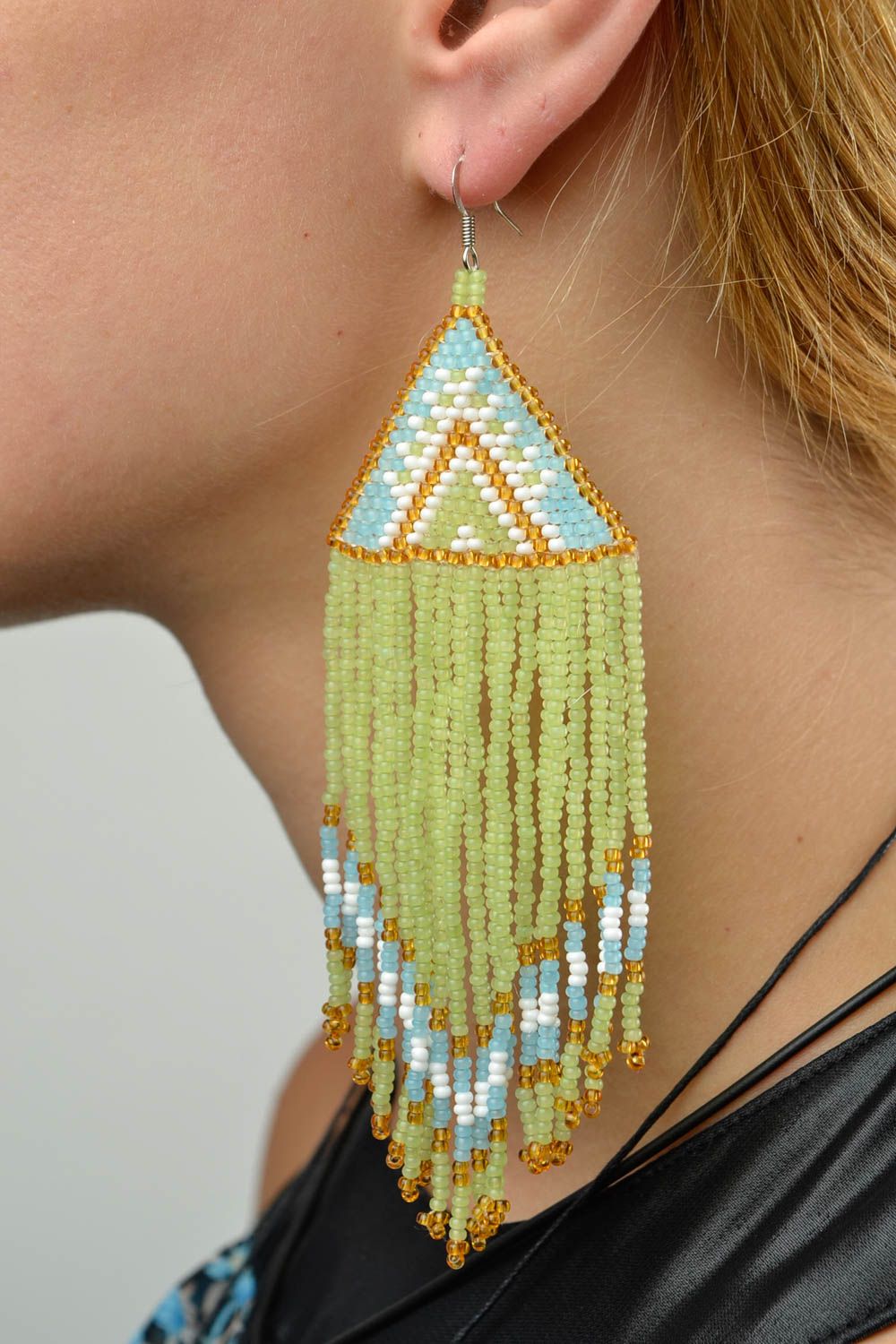 handmade Ohrringe Geschenk für Frauen bunte Ohrringe schön aus Rocailles foto 1