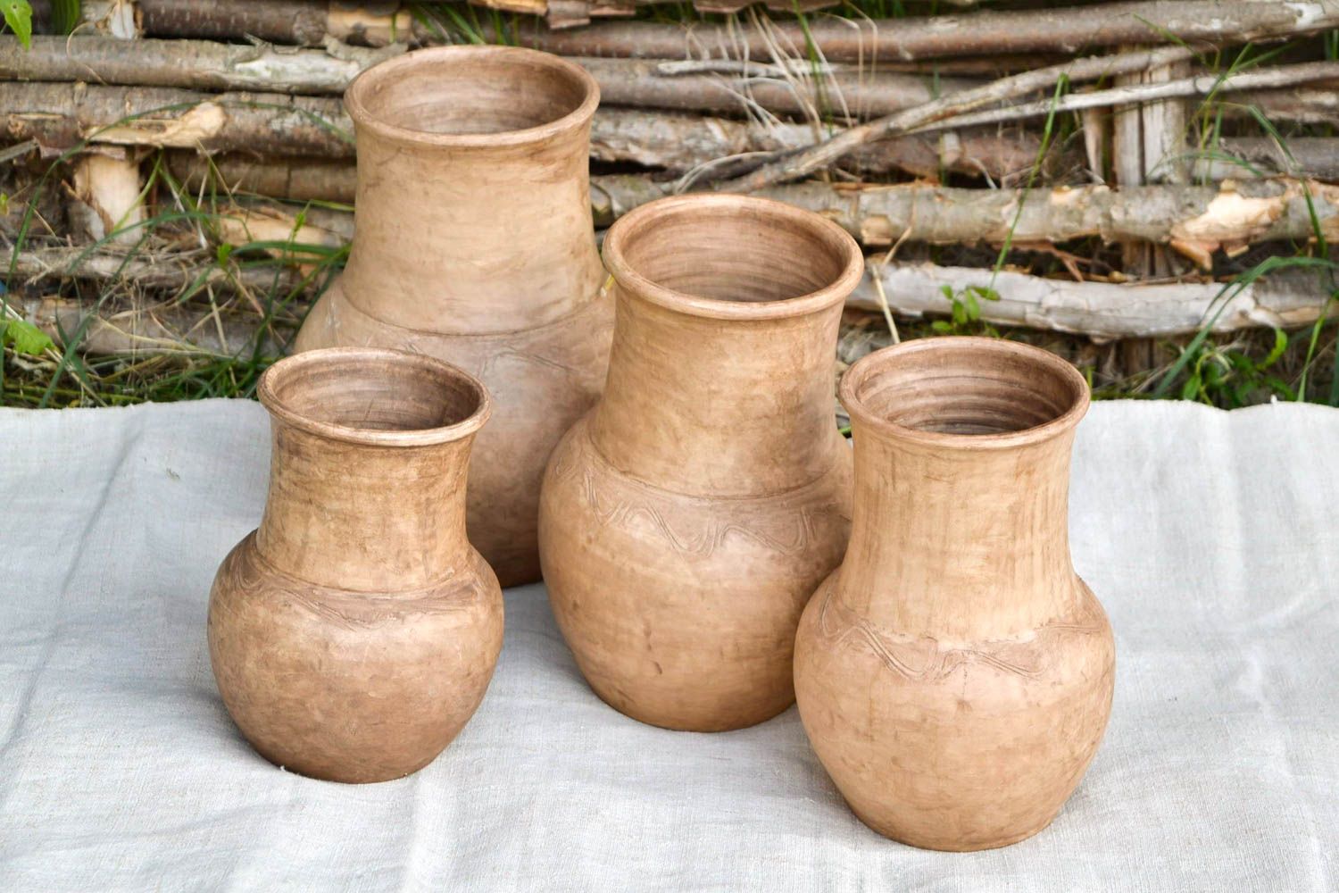 Vajilla de cerámica hecha a mano cuatro jarros de barro menaje de cocina  foto 4