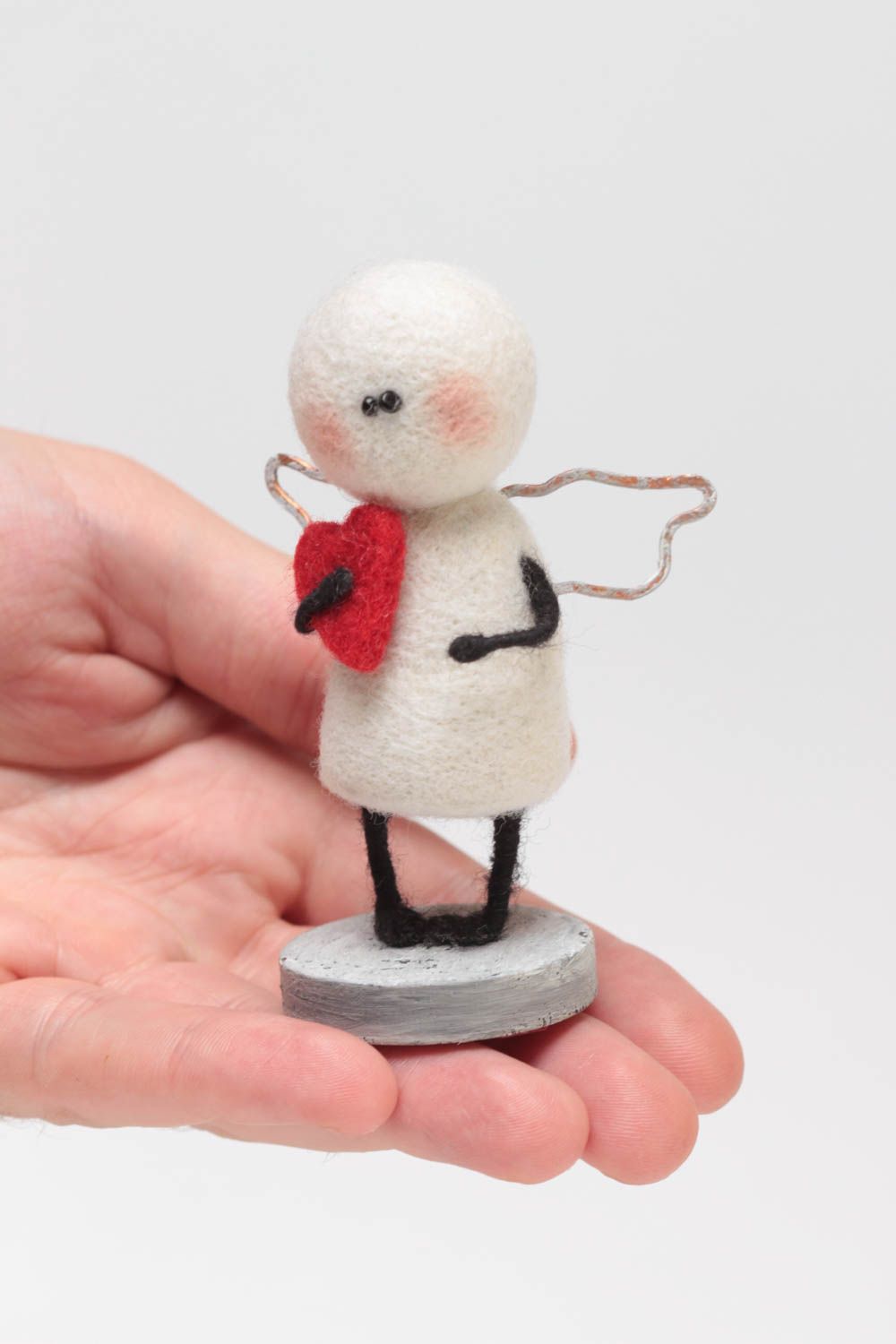 Figura original de fieltro de lana hecha a mano elemento decorativo Ángel foto 5