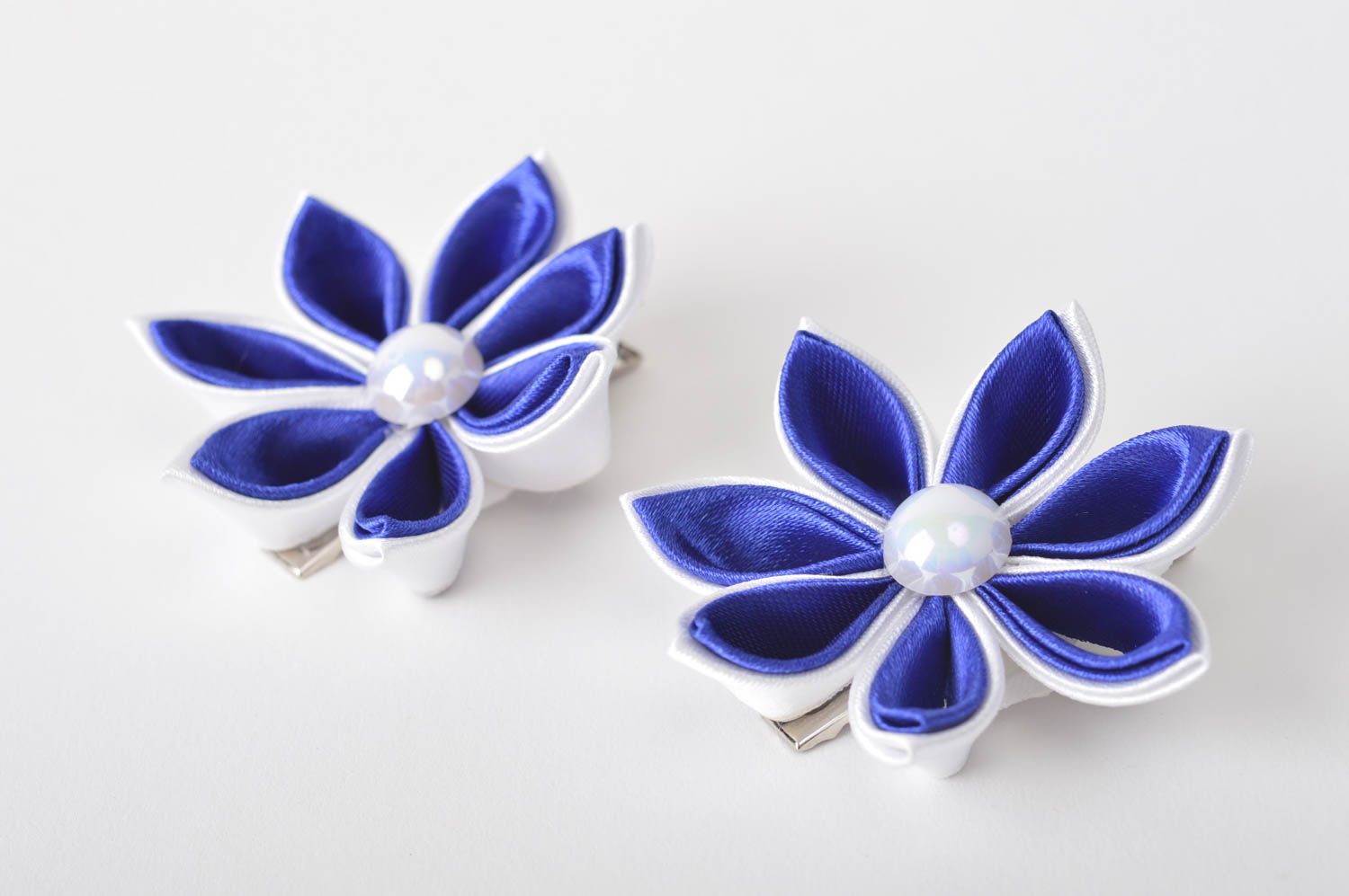 Handmade textile flower barrette baby hair clip 2 pieces accessories for girls photo 4