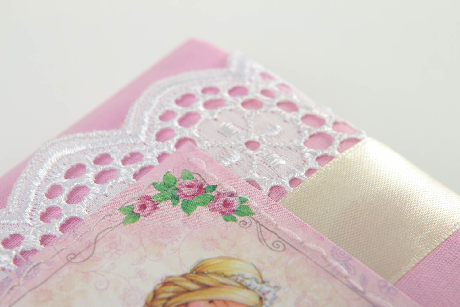 Handmade Notiz Buch Geschenk für Frauen Mode Accessoire mit Stoff Hülle rosa foto 3