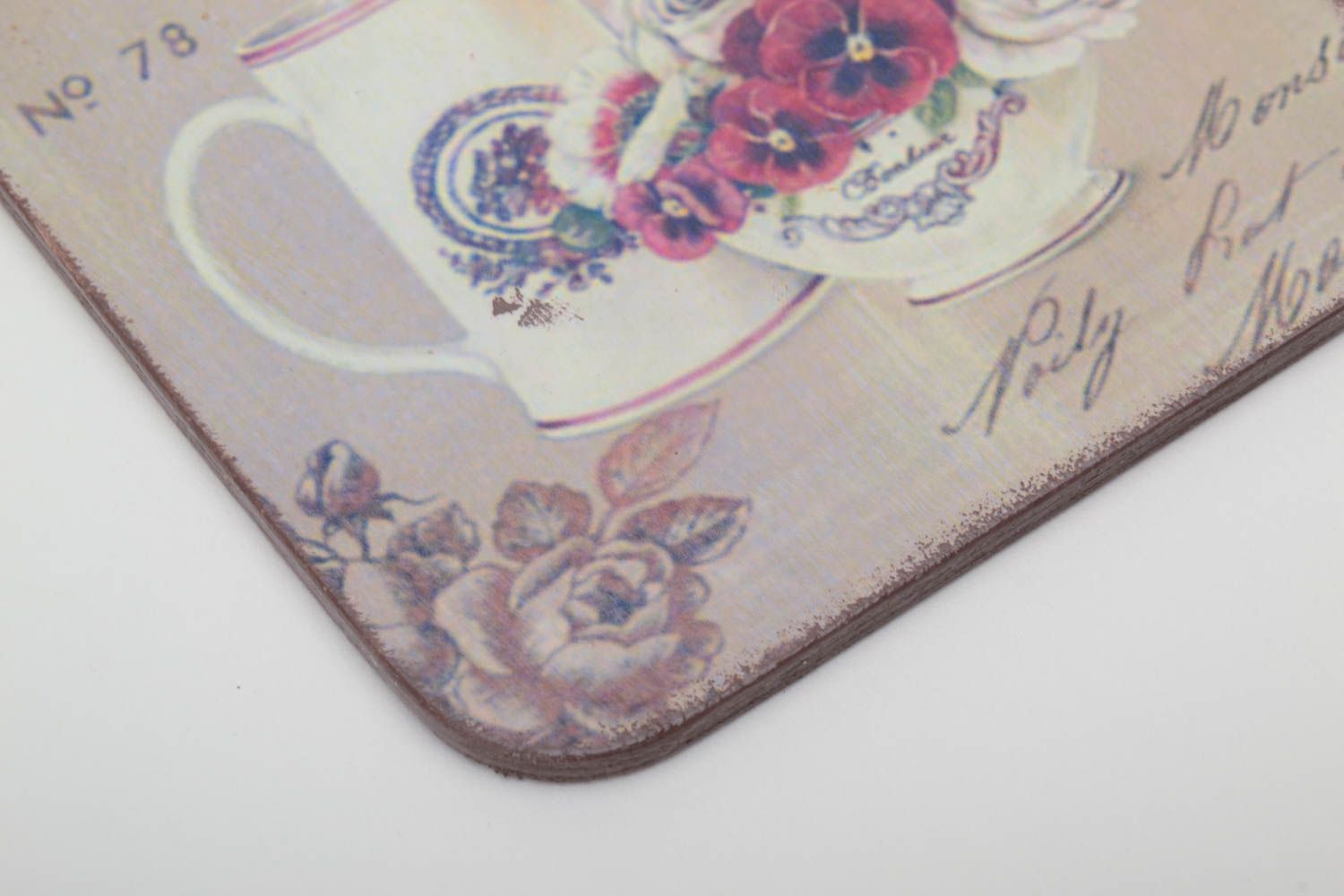 Beautiful designer handmade decoupage plywood coaster for hot cup  photo 4