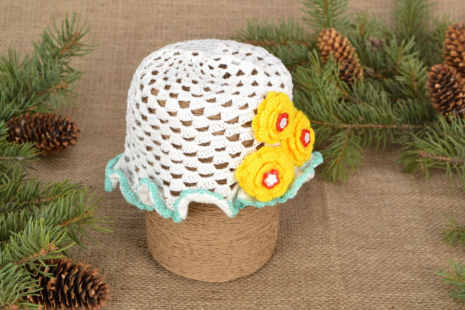 Children's openwork crochet hat photo 1