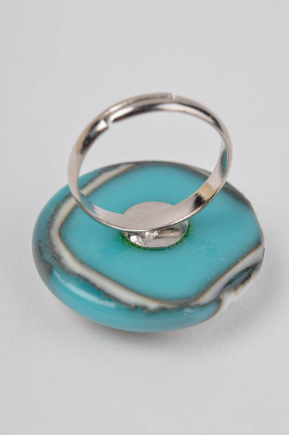 Handmade Glas Ring schön Damen Modeschmuck Accessoire für Frauen blau Lampwork foto 3