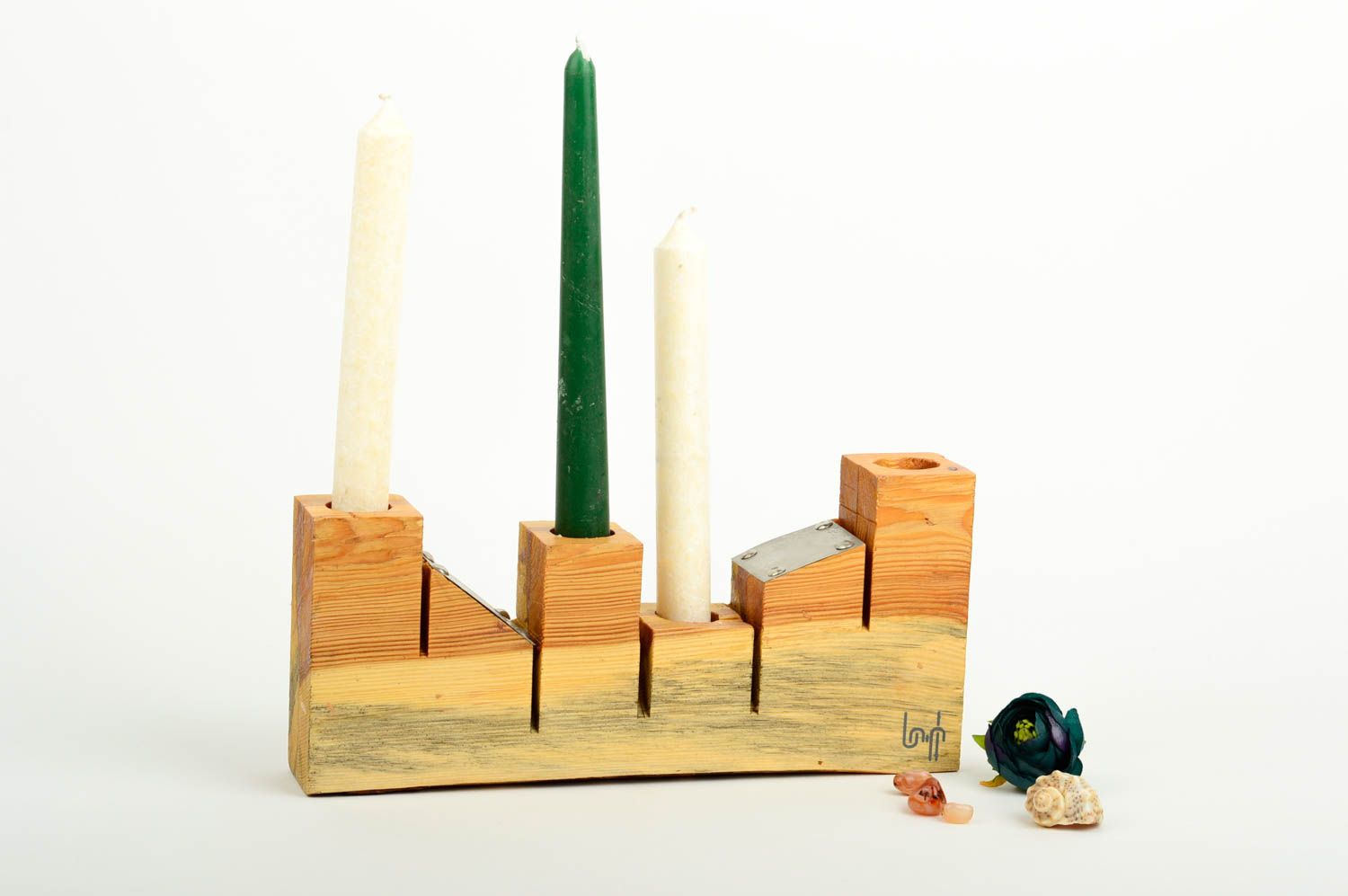 Handmade Kerzenhalter aus Holz Geschenk Idee Haus Dekoration Tisch Kerzenständer foto 1
