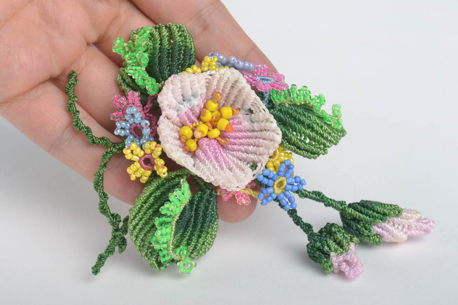 Fleurs textiles faites main Fourniture bijoux macramé Loisirs créatifs photo 5