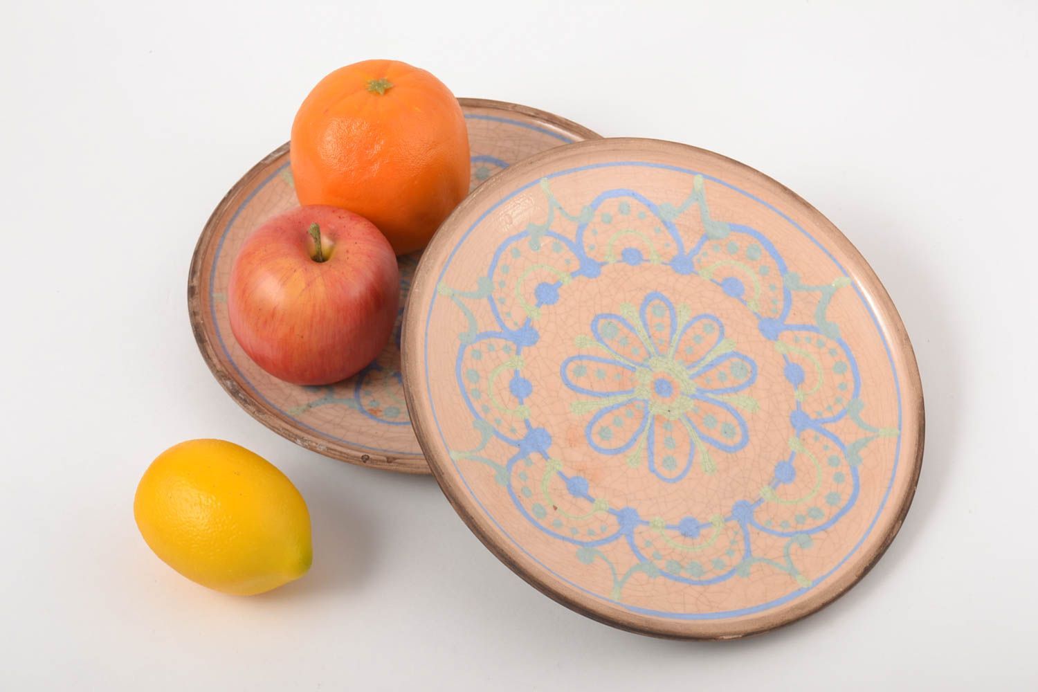 Керамические тарелки ручной работы набор тарелок 2 штуки глиняная посуда фото 1