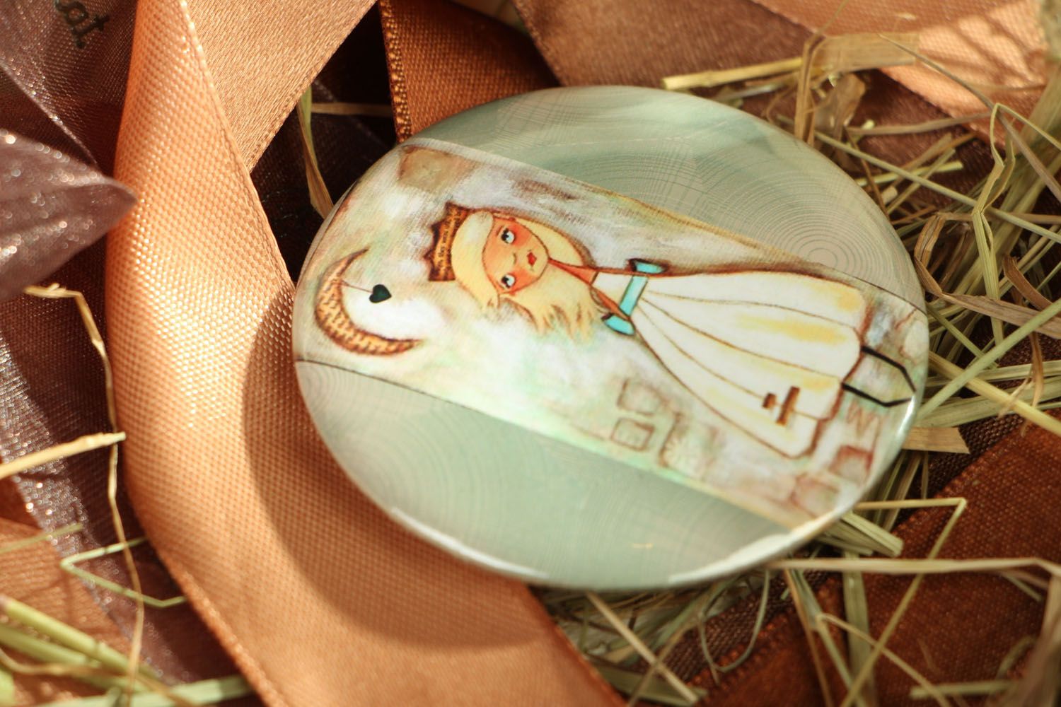 Miroir de poche fait main accessoire original pour fille avec image Princesse photo 4