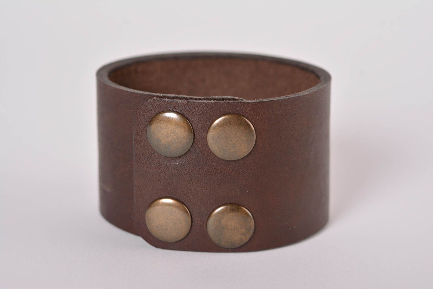 Handmade brown bracelet natural leather jewelry unusual wide bracelet photo 3