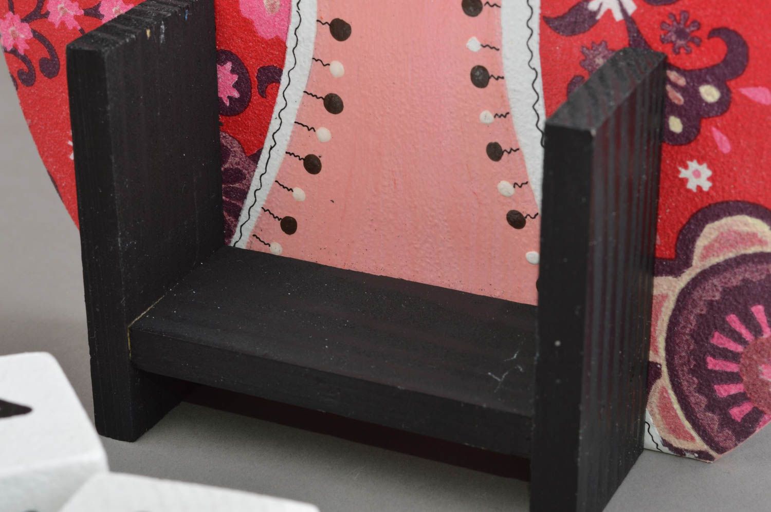 Calendrier perpétuel avec cubes fait main hibou rose en bois pour enfant photo 5