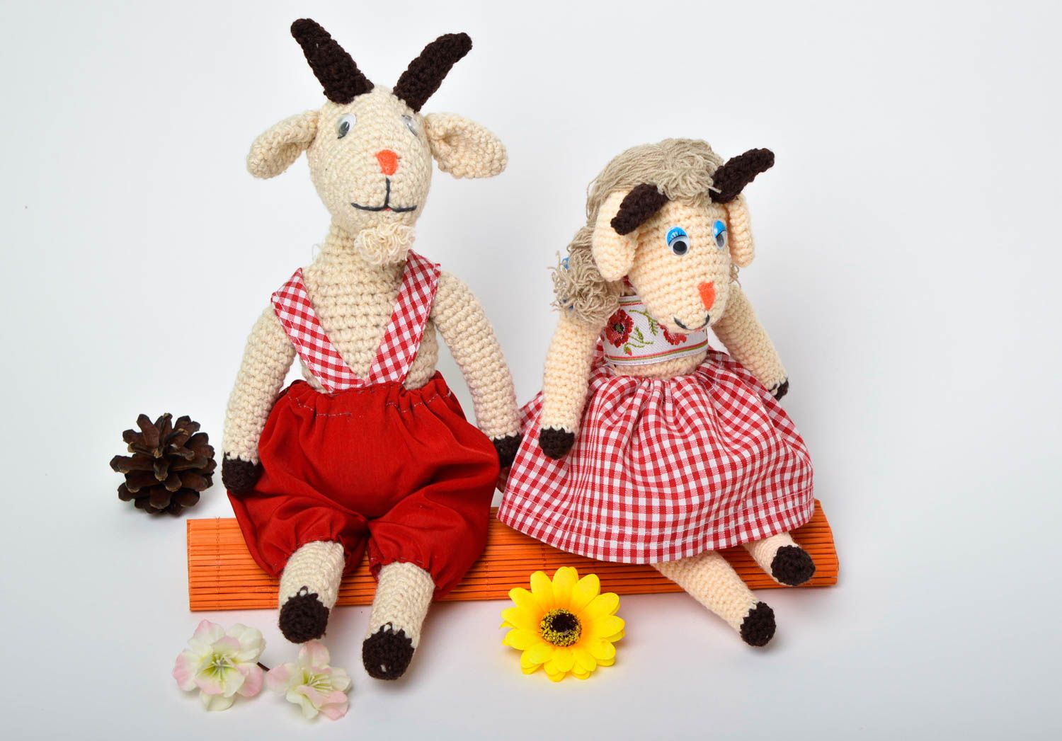 Crocheted toys 2 pieces handmade stuffed toys for children nursery decor photo 1