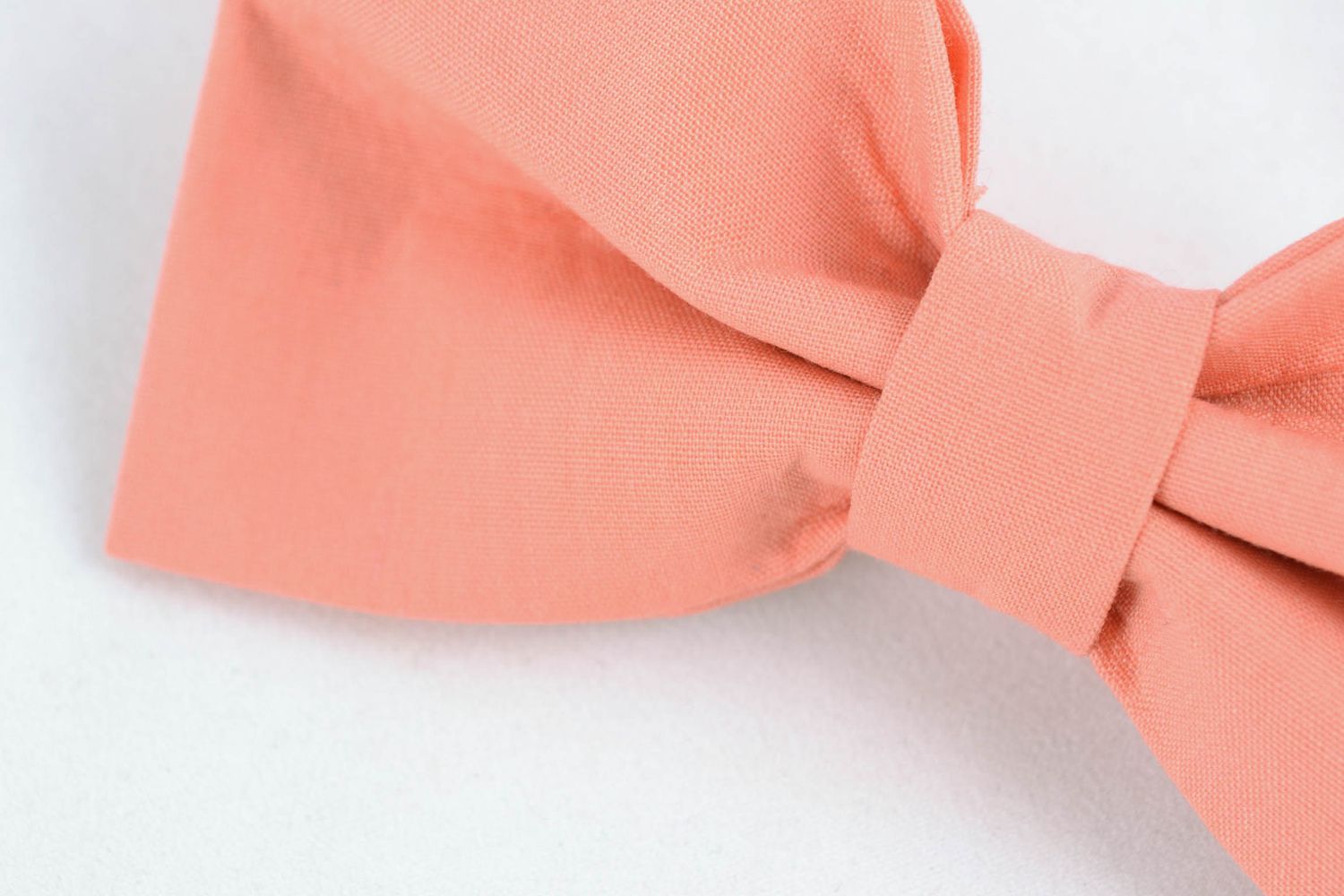Handmade cotton bow tie of peach color photo 3