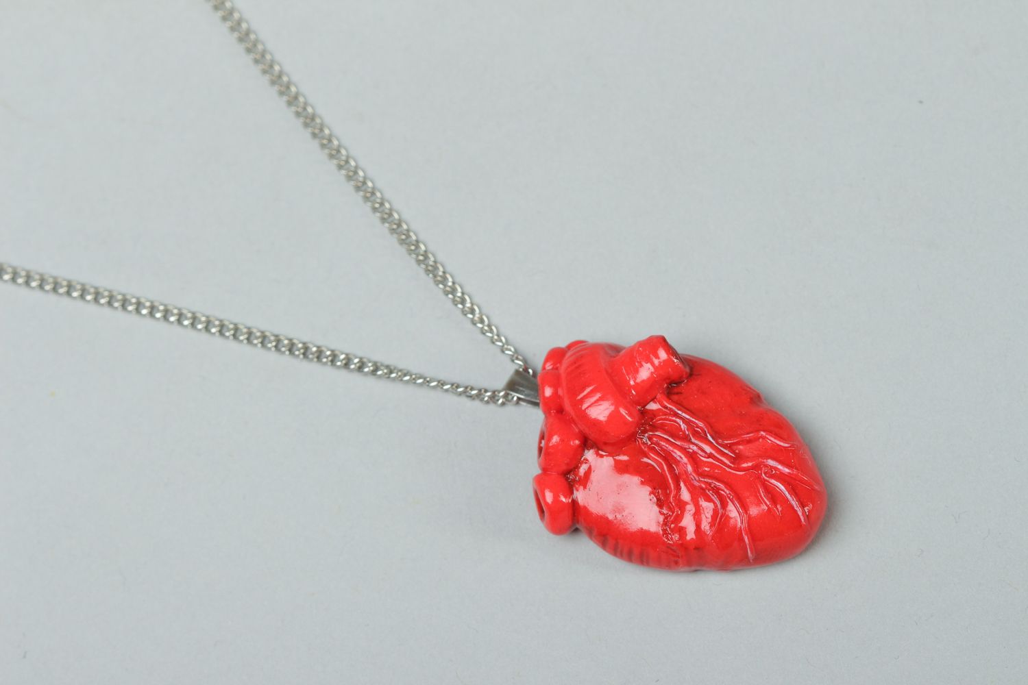 Polymer clay pendant Anatomical Heart  photo 1