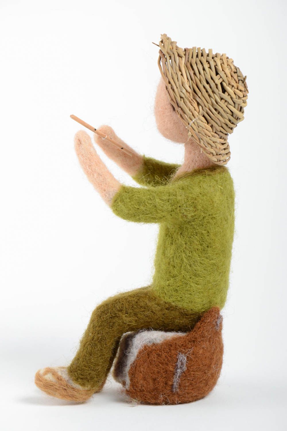 Jouet en laine fait main Poupée décorative Cadeau pour enfant Garçon avec flûte photo 2