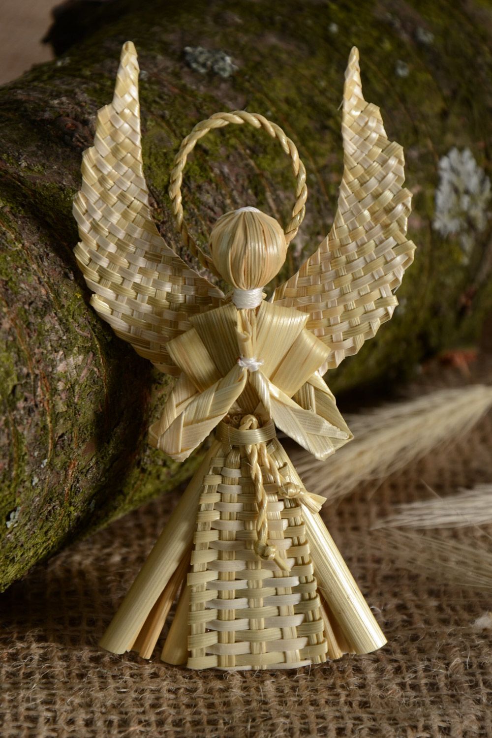 Плетеный Ангел-хранитель из соломы хэнд мэйд домашний оберег подвеска на стену фото 1