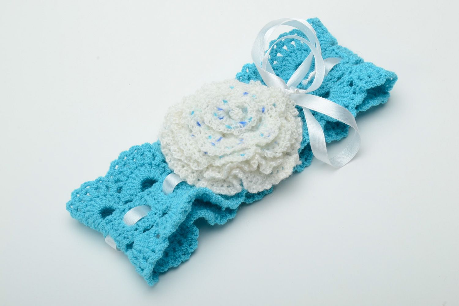 Children's handmade crochet flower headband photo 2