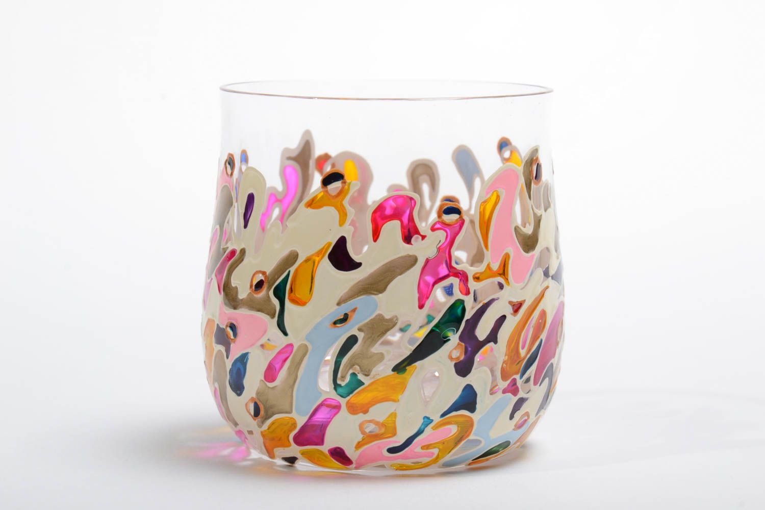 Bemaltes Glas handgemachtes Geschirr Glas mit Muster bunt schön 100 ml foto 2
