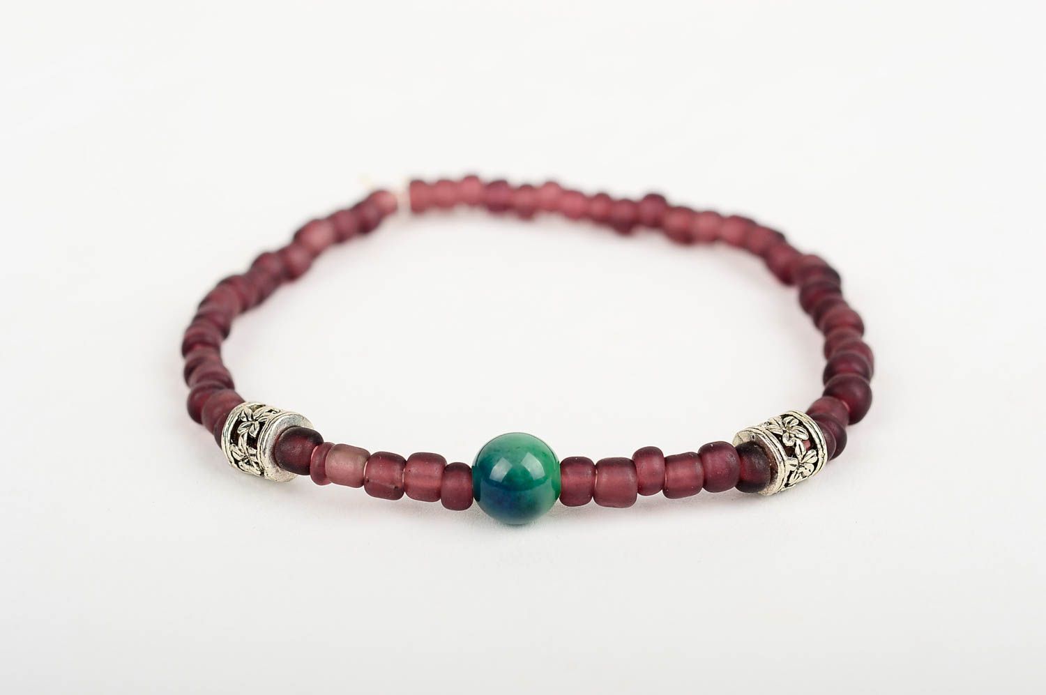 Dark red cherry beads adjustable bracelet for girls photo 3