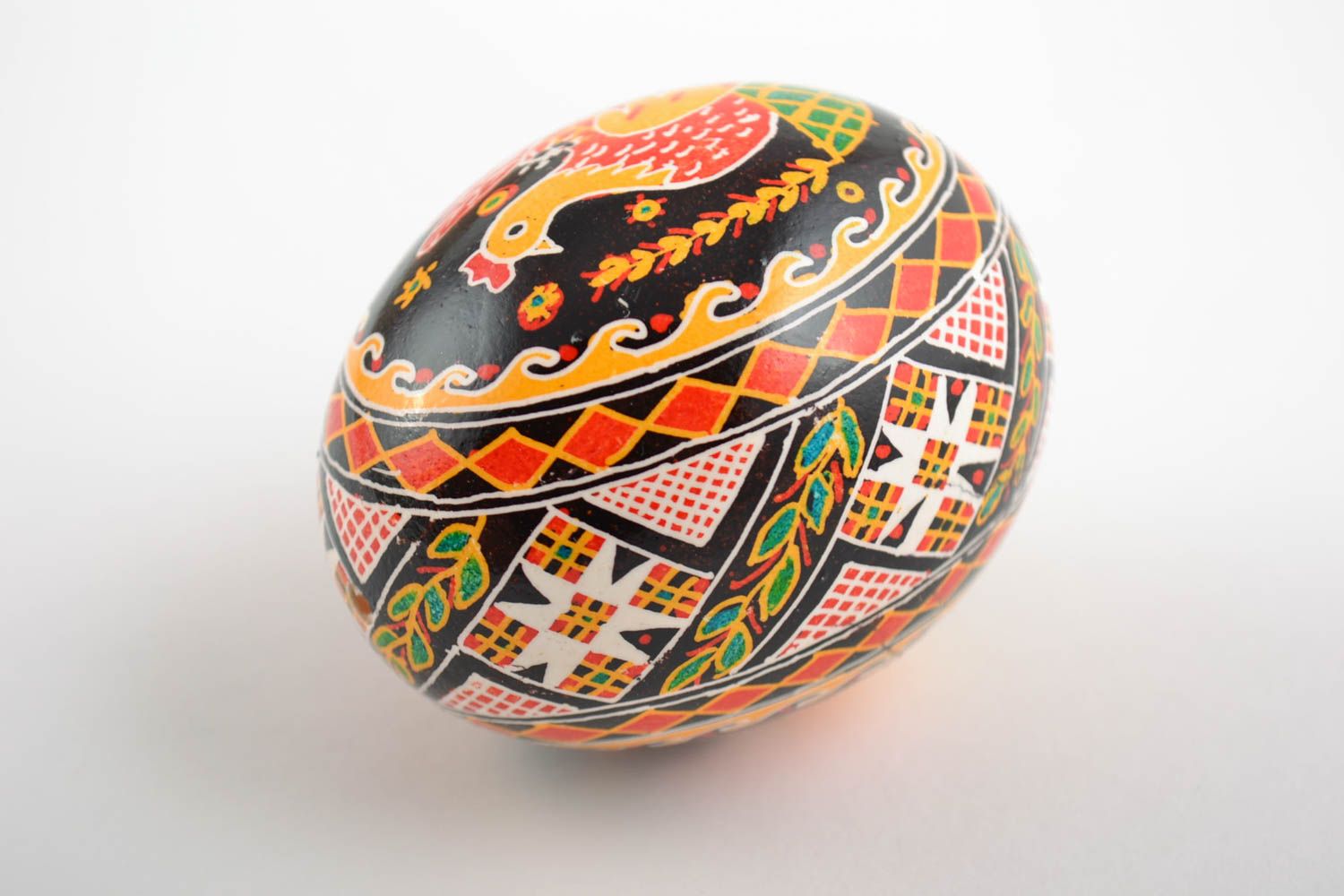 Beautiful handmade painted Easter egg with chicken and other symbols  photo 4